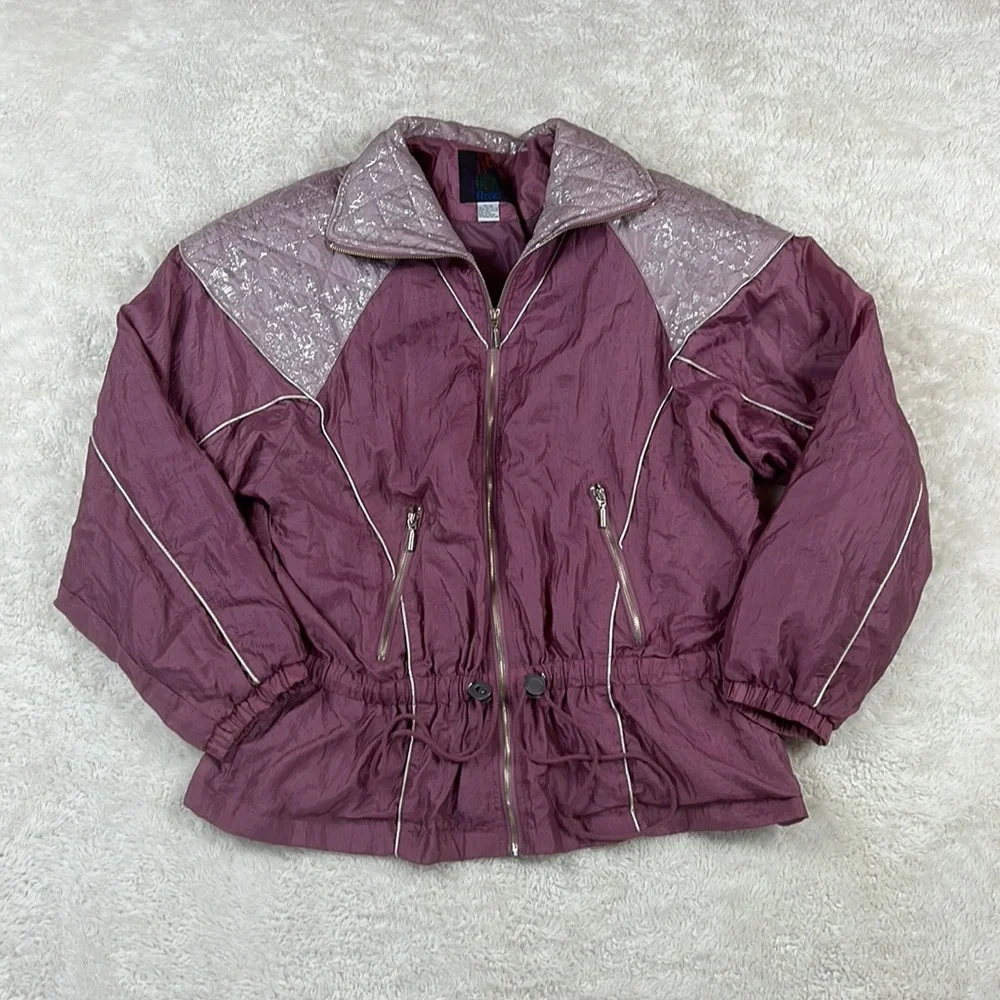 Vintage 80s 90s New York Classics pink windbreaker bomber jacket, size 14/16 - Picture 3 of 10